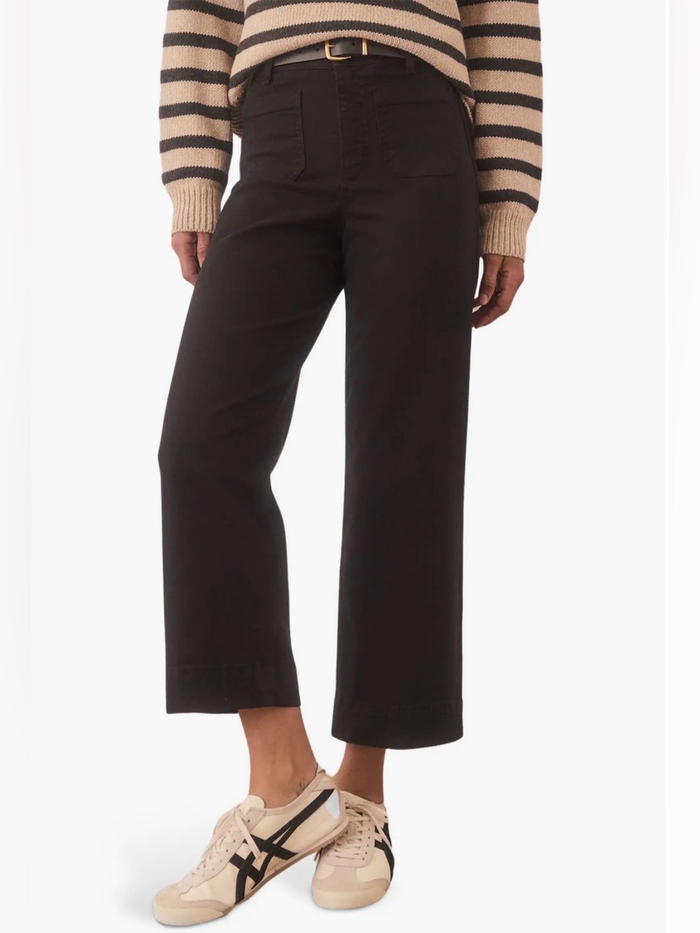 NWT Marine Layer Bridget Cotton High Waist Wide Leg Crop Pants Faded Black 6P